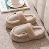 Модные женские плюшевые теплые домашние тапочки на платформе, зимние новые мягкие удобные домашние хлопковые тапочки для пола, тапочки на танкетке для девочек, пушистые тапочки для дома