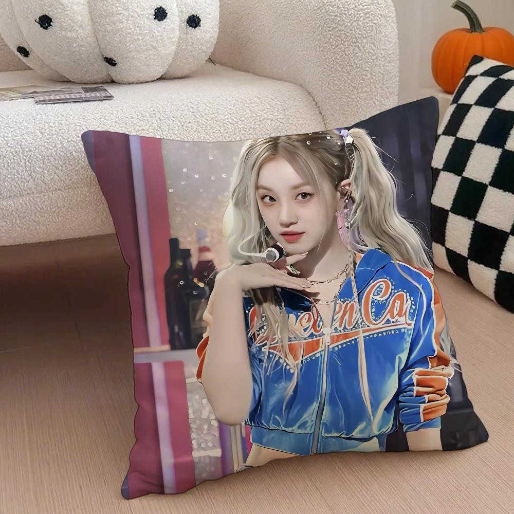 Quirky Korean Beautiful Singer SSong Yuqi Cushion Cover Throw Pillow Cover Hidden Button Durable Polyester Chair Cushion