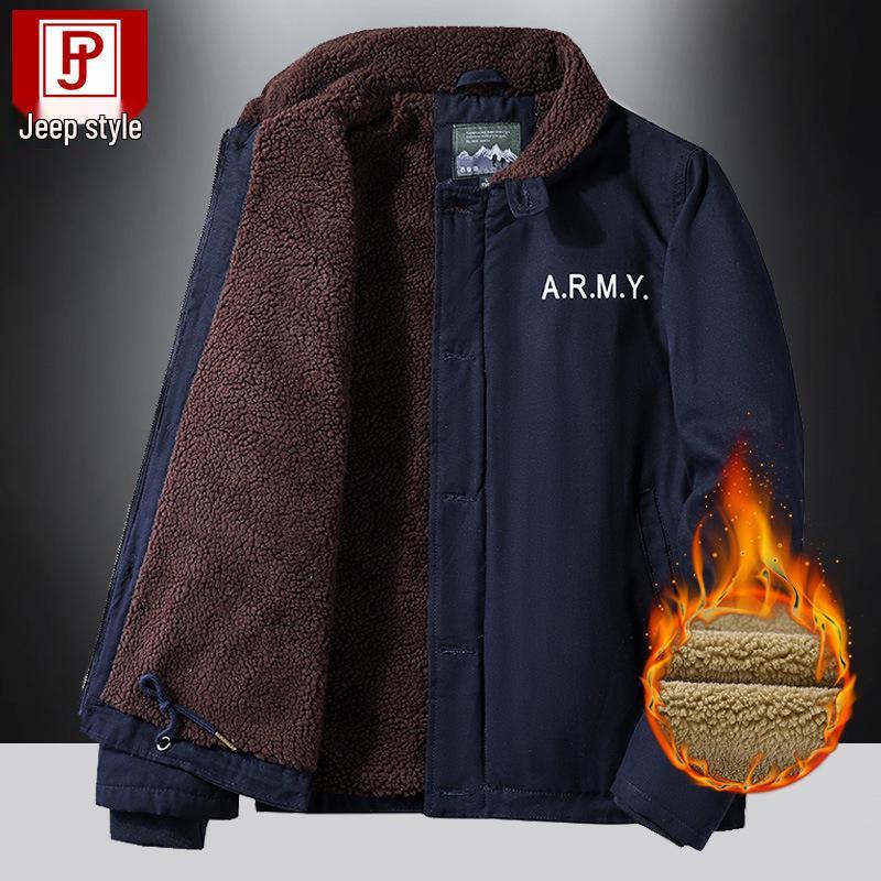 Navy N1 Deck Jacket - Retro Military Lambswool Coat for Autumn/Winter, Thickened with Velvet Flight Cotton.