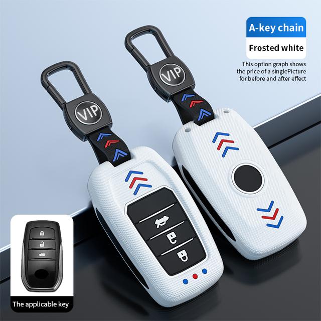 Чехол для ключей автомобиля с узором из углеродного волокна, брелок для Toyota CHR Hilux Fortuner Land Cruiser 200 Camry Corolla Crown RAV4 Highland