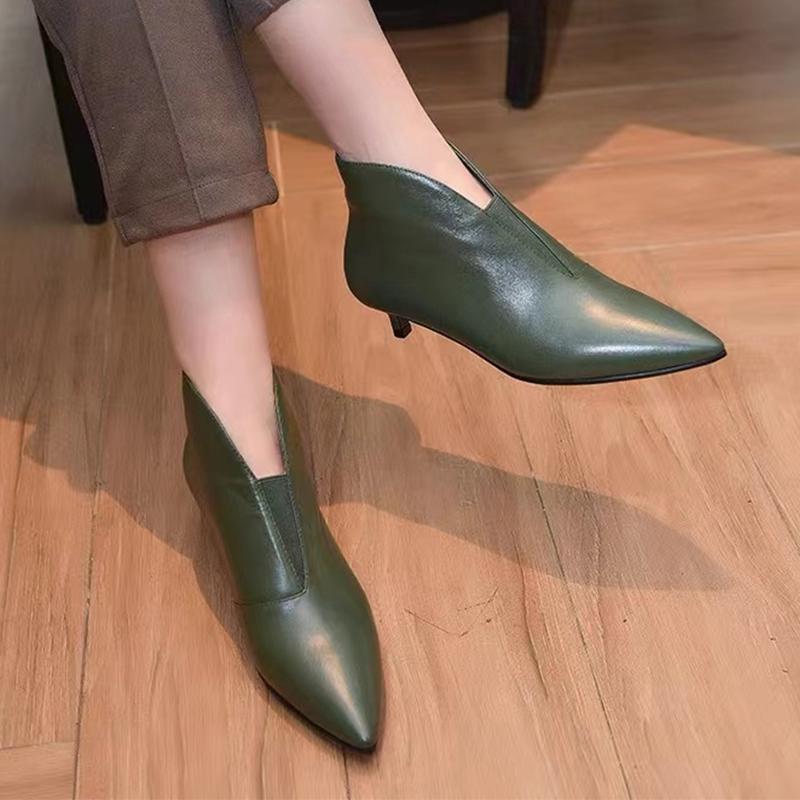 Модные женские кожаные ботильоны с острым носком, элегантные туфли на каблуках, женские ботинки челси 2024 года, дизайнерские зимние новые женские зимние ботинки