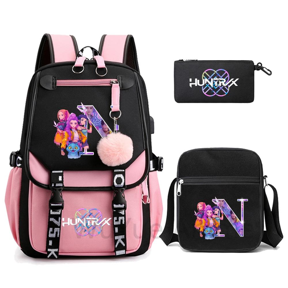 3 шт./набор Милый мультяшный рюкзак с принтом 26 английских букв и наплечной сумкой для студента-подростка, девочки, мальчика, портфель большой вместимости, дорожная сумка, детский подарок