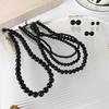 Черное стеклянное ожерелье из бисера, легкое роскошное холодное ветровое крутое шикарное колье-колье для женщин