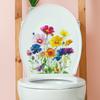 Watercolor, Colorful Flower Beds, Bathroom, Toilet, Toilet Decoration and Beautification Wall Stickers
