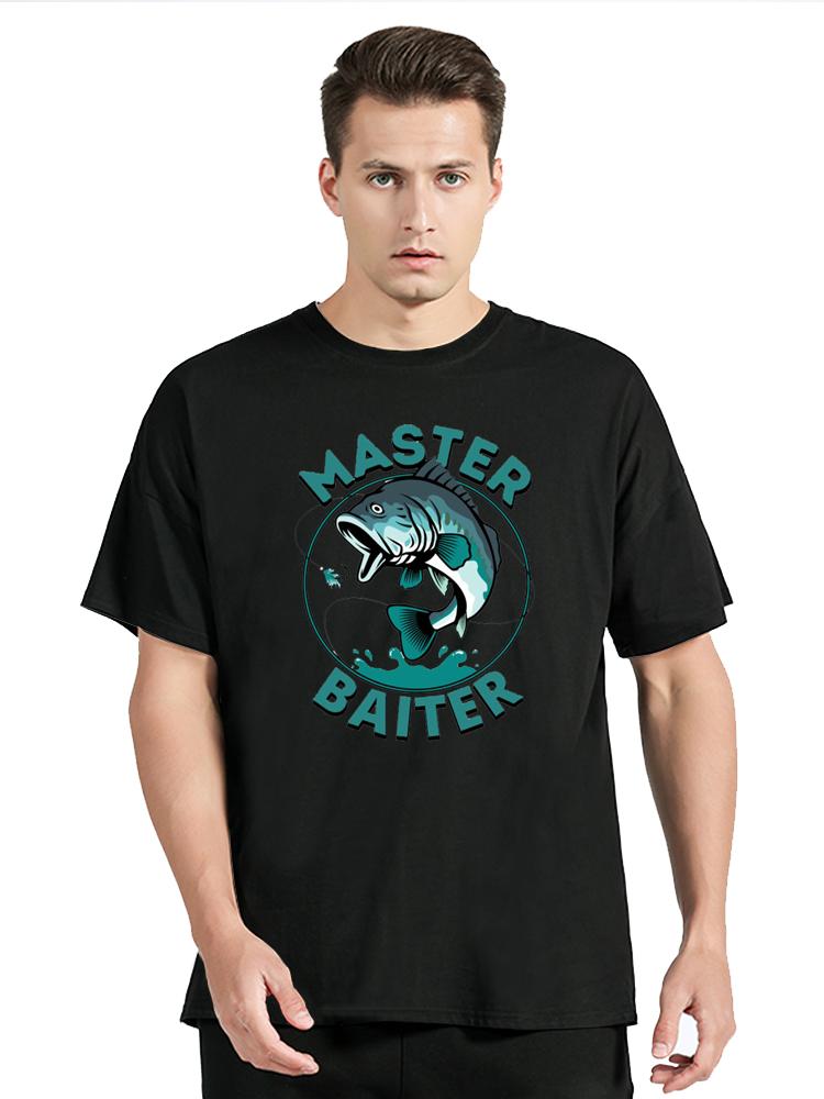 Master Baiter Funny Fishing T Shirts Men Leisure T-Shirt Fisherman Jokes Rod Pole Tee TShirt Grandpa Tops Printed
