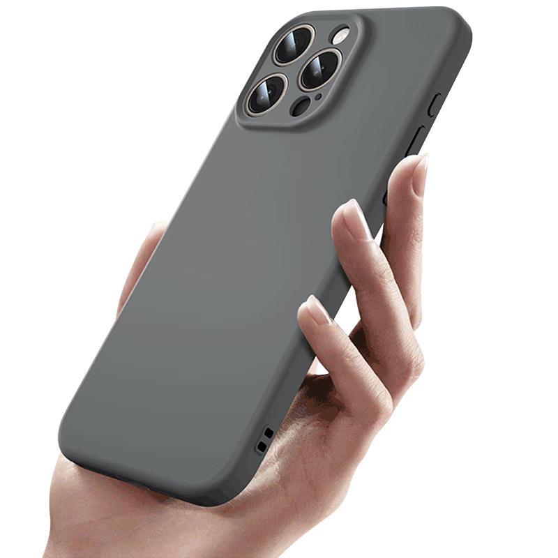 GURRS Ultra-Thin Full-Coverage Shockproof Liquid Silicone Case for iPhone 14 Pro, Minimalist Unisex Design, Matte Black