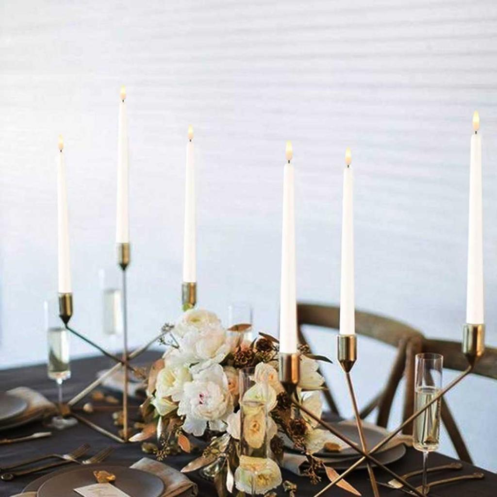 4 or 6 Pieces Remote Control White Flameless LED Taper Candles,Christmas Flickering Yellow Light Battery Power Decorative Candle