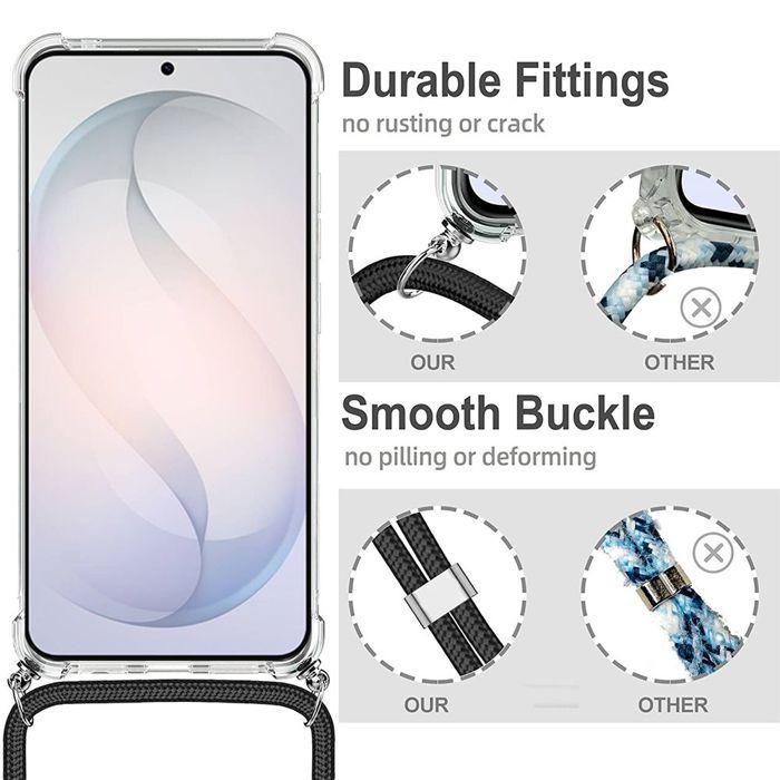 Coque pour Samsung Galaxy S26, Protection Silicone Antichoc Transparente avec Cordon Rose