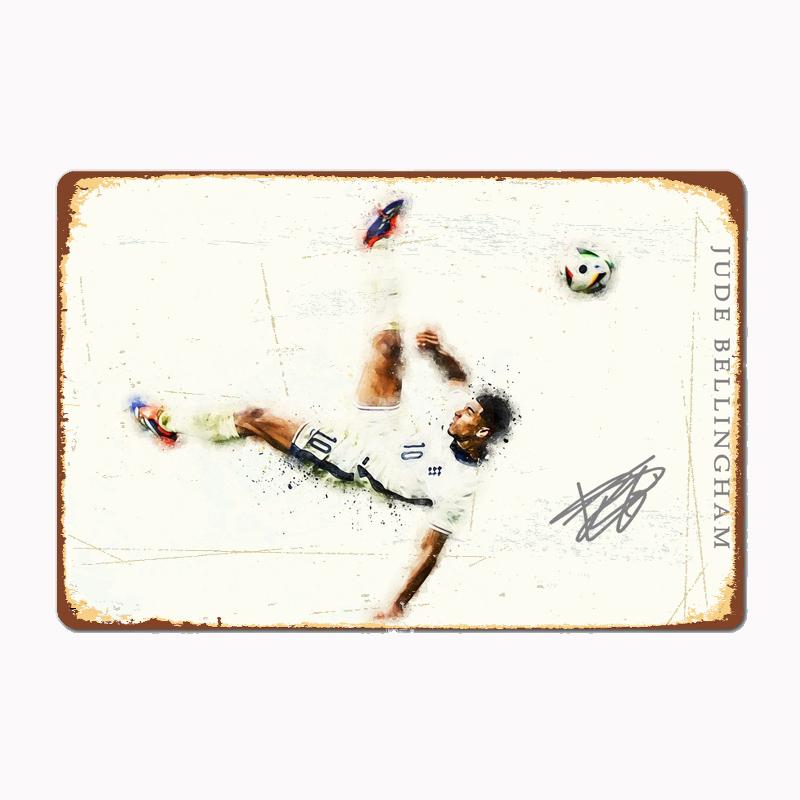 Джуд Беллингем Футбол Спорт Игрок Плакаты Металлический Знак Плакат Гараж Комната Кинотеатр Гостиная Пользовательские Жестяные Винтаж Домашний Декор