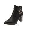 Ankle Boots for Women Spring Autumn Pointed Toe Thick High Heeled Female Short Boots Casual Belt Buckle Back Zipper Botas Mujer