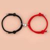 Romantic 2pcs/set Heart Magnetic Couple Bracelets Men Women Classic Black White Paired Lovers Braclet Adjustable Braslet Knot