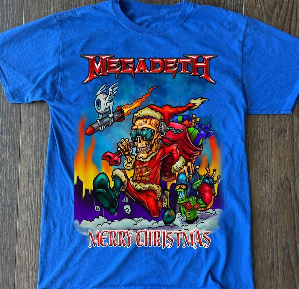 Рождественский подарок Группа Megadeth Подарок Смешная Унисекс S-235XL 24D470 Унисекс Футболка