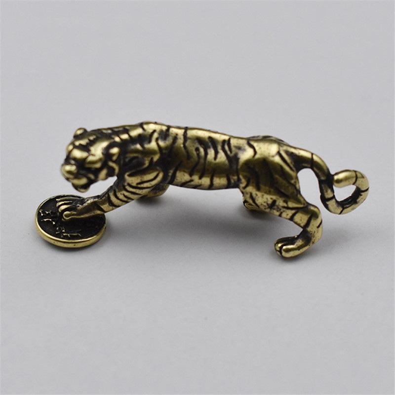 Тигр 3D латунная автомобильная литая статуя мини-животное металлическая фигурка домашний декор