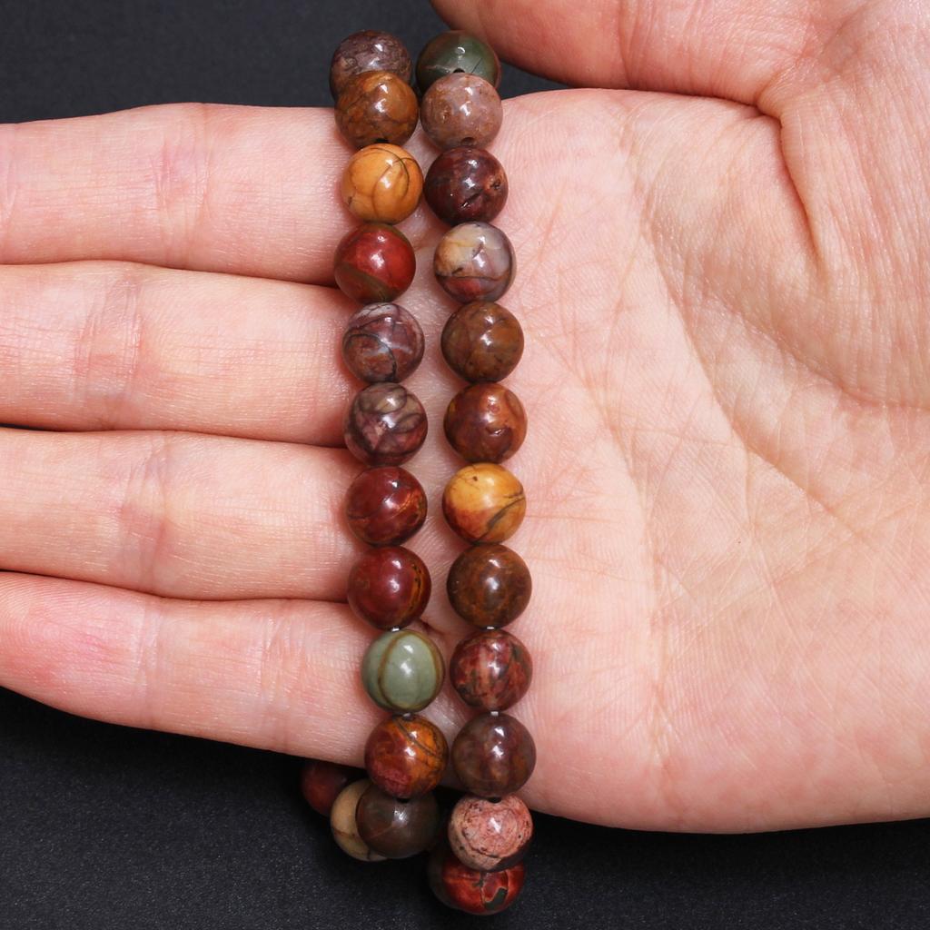 Товары для вечеринок Материалы для изготовления украшений своими руками Бусины из яшмы Пикассо Бусины из натурального камня Бусины россыпью Круглые 4/6/8/10 мм Подвески для рукоделия своими руками