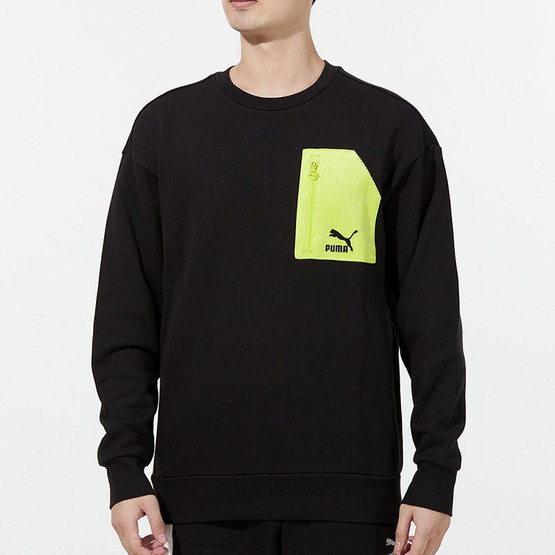 Puma Толстовки Мужские Черные С Круглым Вырезом Умеренные Обычные 535130-01