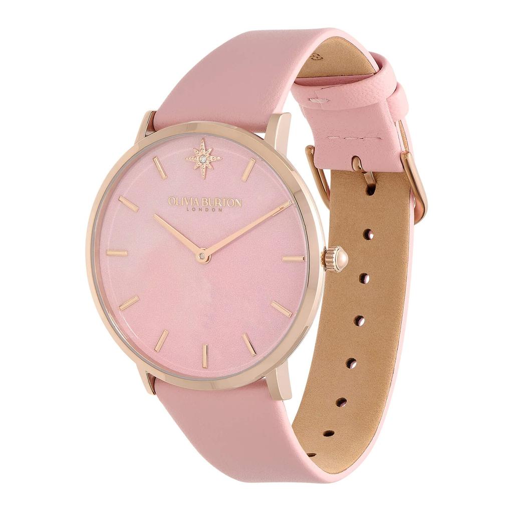 Authorized Dealer Olivia Burton Watch Celestial 40mm Fake Rose Quartz Carnation Leather Strap Watch [OLIVIA BURTON] Women's &