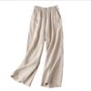 Хлопковые льняные брюки, летние однотонные дышащие хлопковые льняные брюки с широкими штанинами, брюки, прямые брюки-трубы, женские свободные повседневные брюки