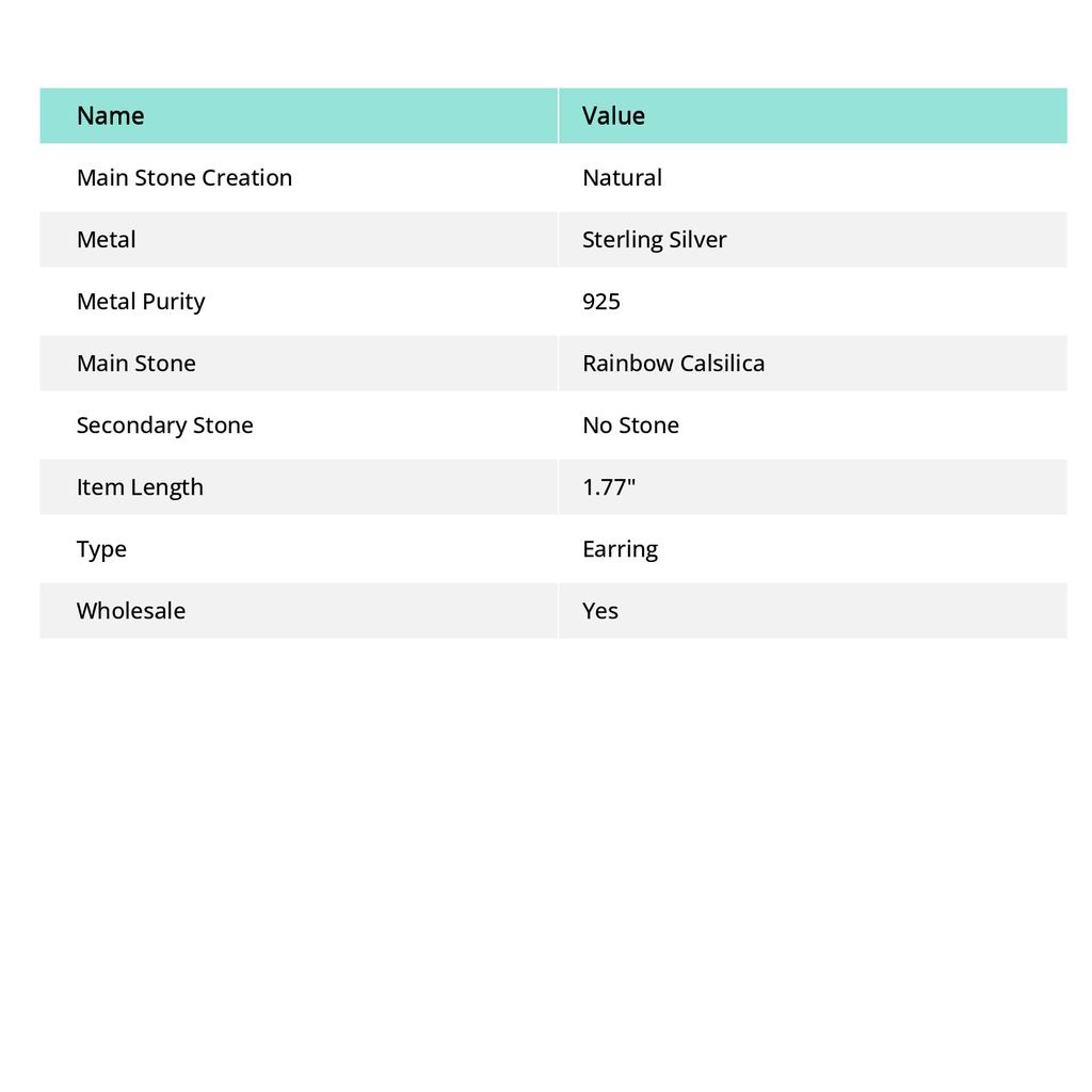 Серьги из натурального радужного серебра 925 пробы Calsilica 1,77 дюйма o4B45