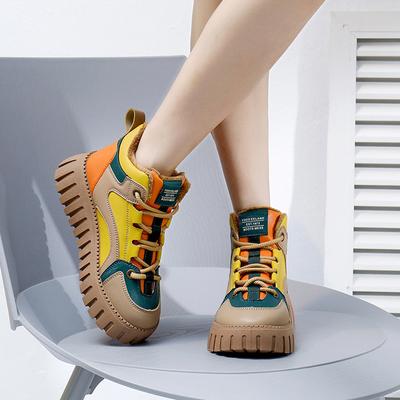 Модная женская обувь 2024 года, брендовые женские туфли со шнуровкой спереди, вулканизированные туфли, модные цветные туфли, горячая распродажа, туфли на плоской подошве с круглым носком и высоким верхом