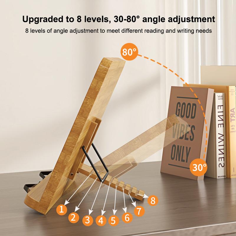 Adjustable Wood Reading Rest Tablet Book Holder Foldable Cookbook Reading Sturdy Book Stand Textbooks Lightweight Book Stand
