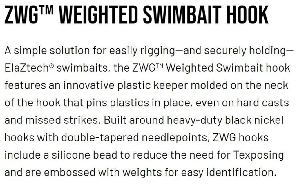 Zman ZWG Weighted Swimbait Worm Hook 1/8 Oz 5/0 3/pack (7220)