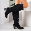 Autumn New Coarse Heel Single Boots Women's Round Head Suede Sleeve Fold Anti-slip Wear-resistant High Boots