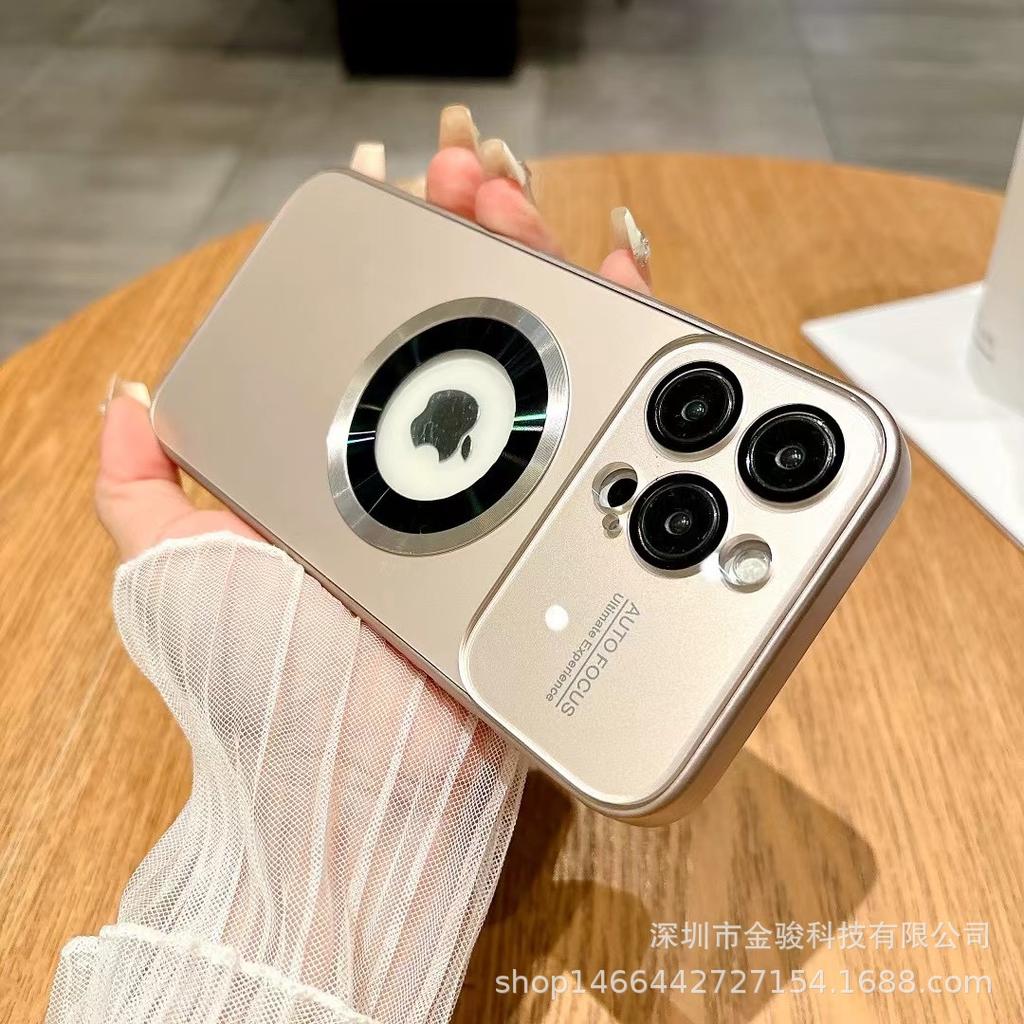 Large Window Leak Mark Magnetic Case iPhone 14 Pro Max Phone Case Matte 15 Compatible with Apple 16 Phone Cover 11