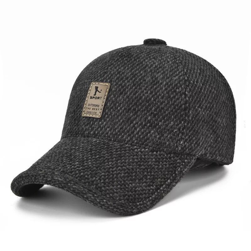 In the elderly hat men's ear protection woolen baseball cap autumn and winter thickened warm cap elderly hat dad hat