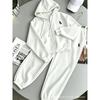 Womens Hooded Zip Sweatshirt Jogger Set Embroidered Casual 2-Piece Sportswear