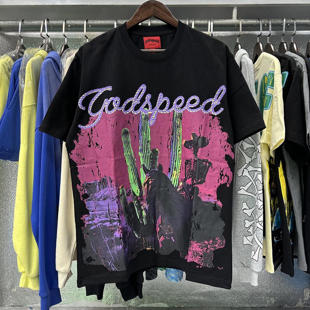 Godspeed American High Street Loose Teen Couple Crew Neck Pullover Casual Commuter ins Short Sleeves