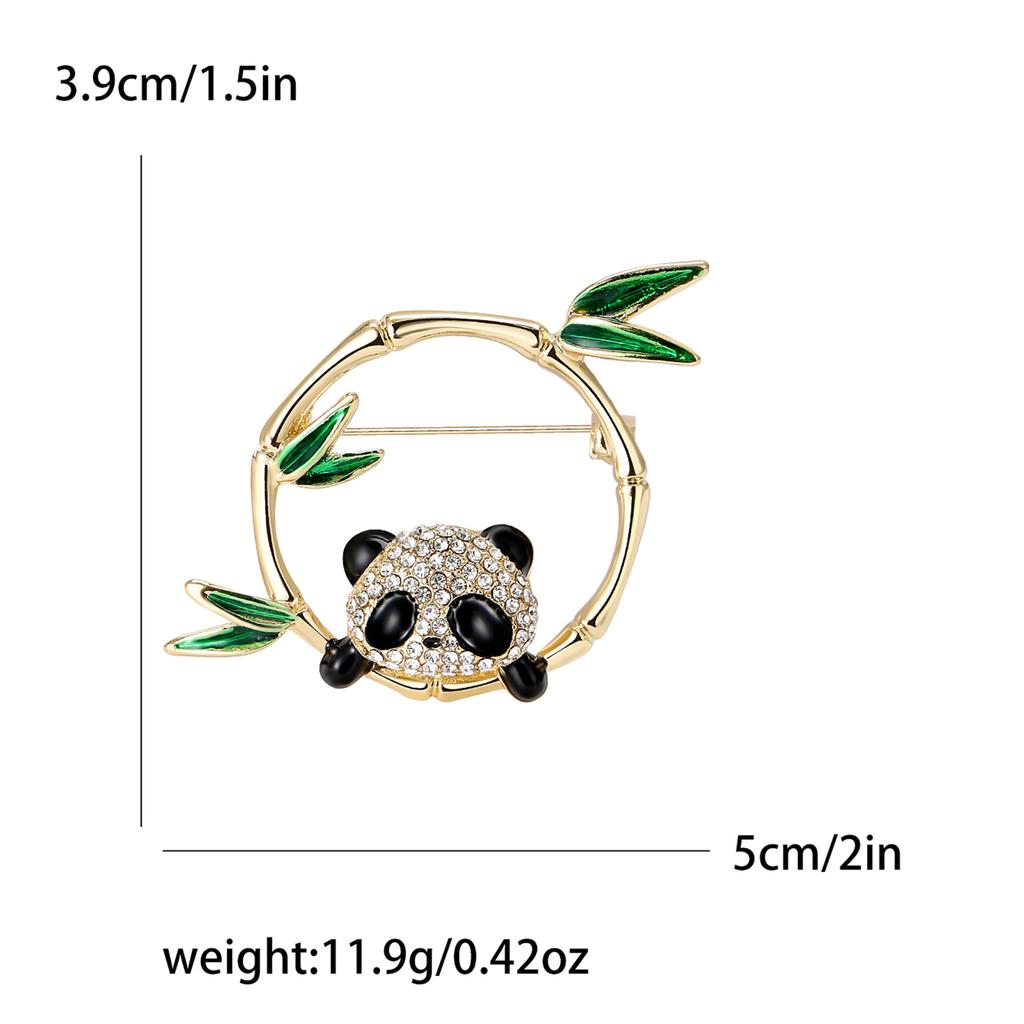 Stylish And Cute Bamboo Circle Panda Brooch Niche High-End Animal Pin Women'S Clothing Corsage Jewelry