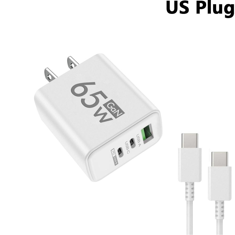 65W GaN Fast Charger USB C PD 3.0 Quick Charge Adapter For iPhone 15 16 Pro Max Samsung Xiaomi EU US KR Plug Wall Charger