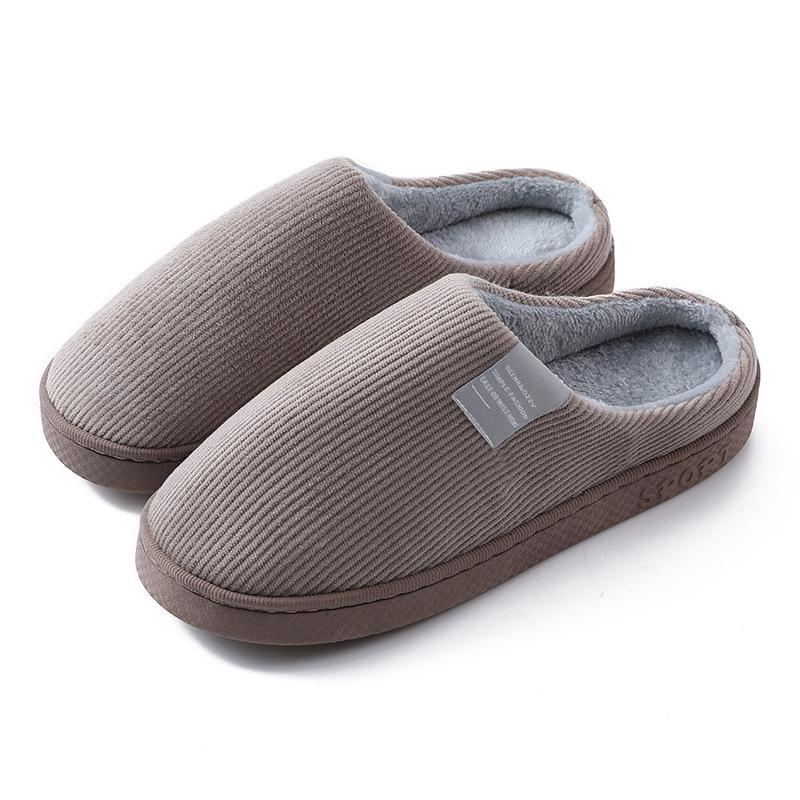 Double Embroidered Cotton Slippers Autumn and Winter Warm and Comfortable Lightweight Soft Cotton Slippers Corduroy Cotton Shoes