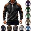 Men's Winter Color Block Half-Zip Hooded Sweatshirt, Plus Size Casual Sweatshirt