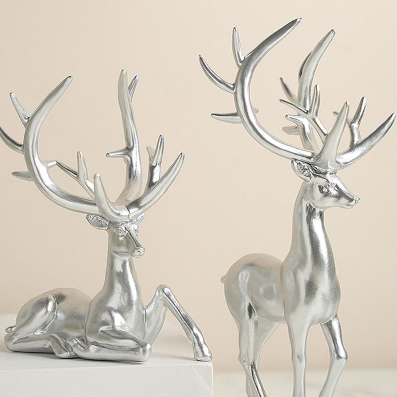 62KD Hand Carve Resin Deer Ornamentation Reindeer Sculpture Designs To Elevates Sophisticated Interior Styles Display