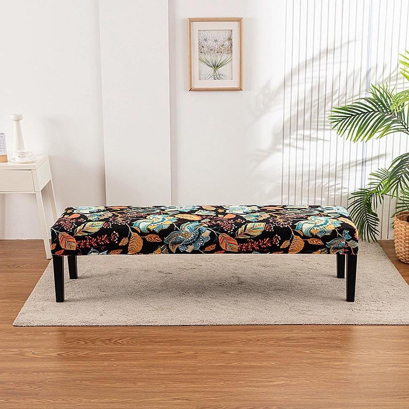 1 шт. Длинный чехол для табурета Нескользящий чехол для длинной скамьи Пылезащитный протектор для скамьи Чехол-накидка Цветочный принт Полная обертка Эластичный чехол-накидка