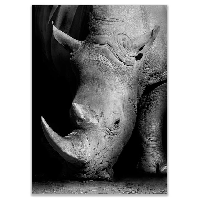 Черно-белые настенные постеры с животными, принт, носорог, жираф, зебра, лев, слон, холст, картина, настенное искусство, декоративные домашние фотографии