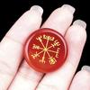 25mm Natural Crystal Stone Viking Compass Vegvisir Symbol Engraved Healing Crystals Round Flat Talisman Gemstone Home Decor Gift