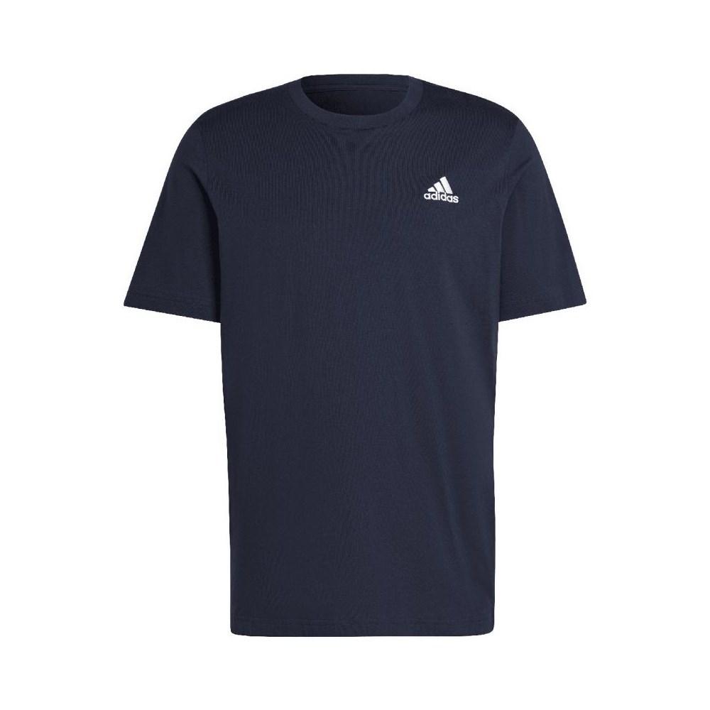 Adidas Essentials Single Jersey T-Shirt Embroidered Small Logo Blue marine