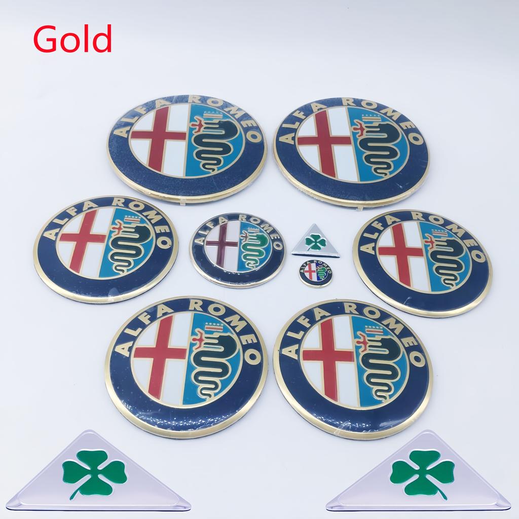 EHJPY1 11 pcs for Alfa Romeo 90mm 74mm 60mm 56mm 50mm Car emblem Wheel stickers front Hood badge rear Trunk Steering sticker Styling