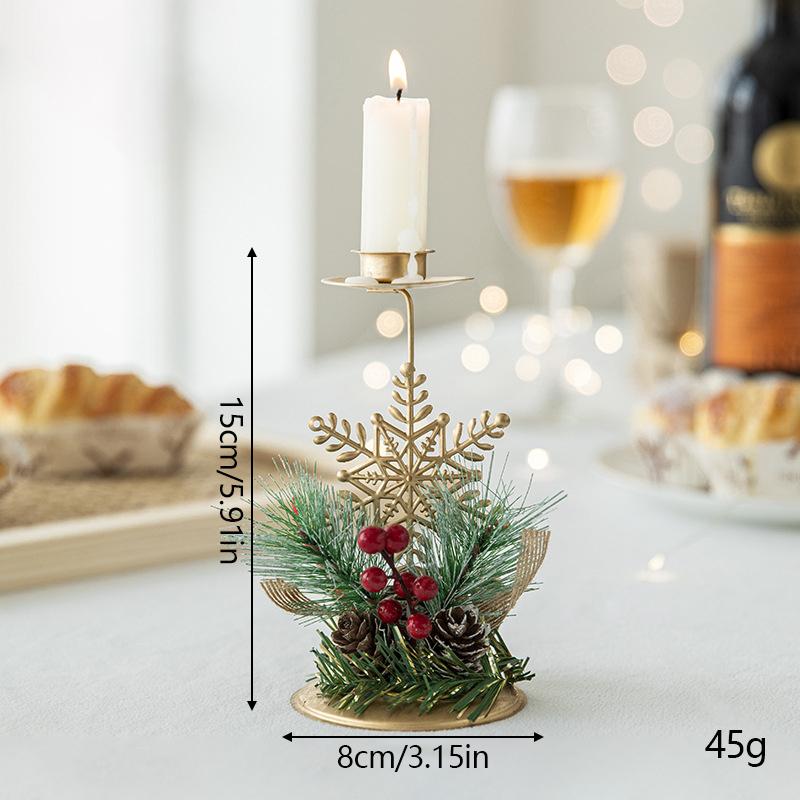 Christmas Golden Candle Holder New Year Table Ornaments Christmas Snowflake Star Iron Candlestick