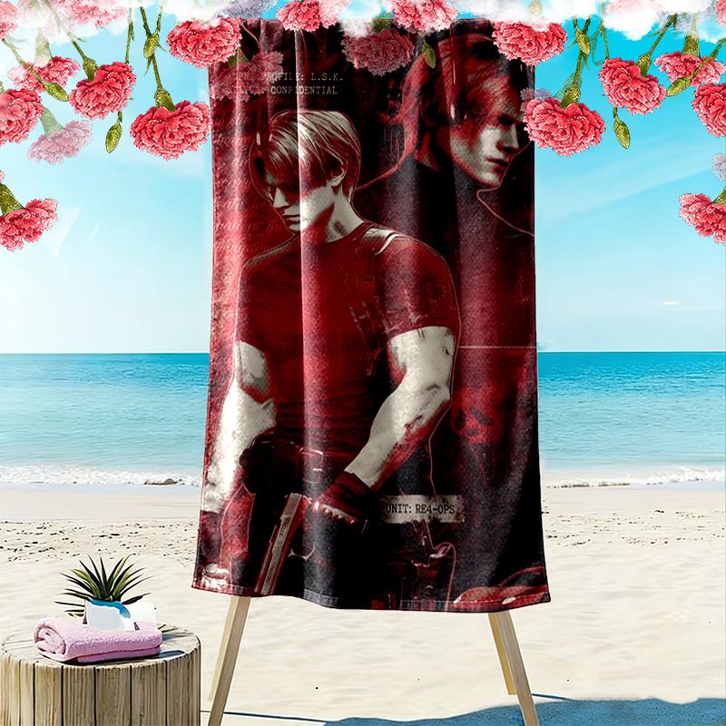 Leon Kennedy Print Beach Towel, Large Soft Quick Dry Towel for Beach Camping Swimming