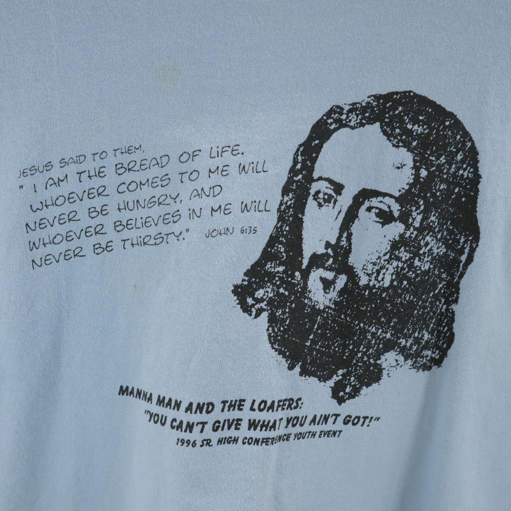 FRUIT OF THE LOOM 90-е годы Старая футболка с коротким рукавом Иисуса Христа, сделано в США, мужская, б/у