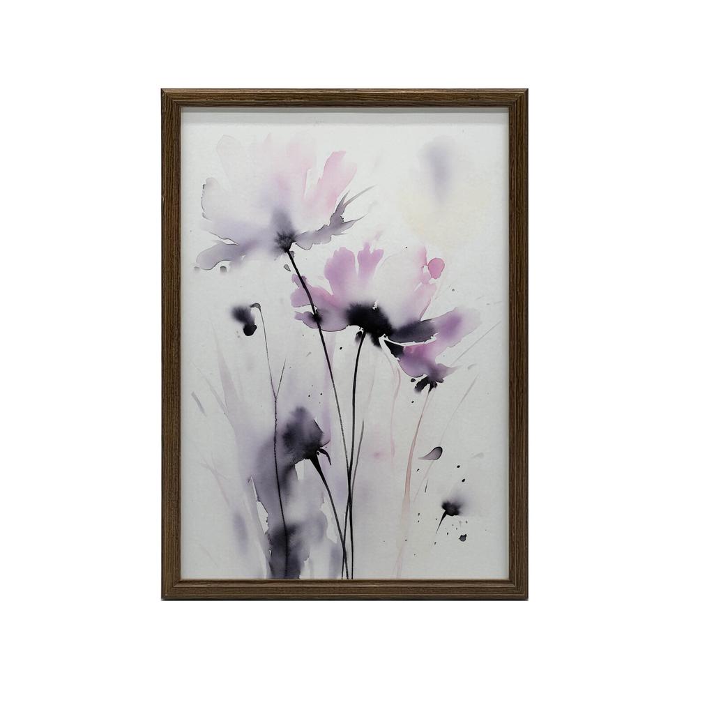 Delikatne Kwiaty Akwarelowe Delikatne Kwiaty Akwarelowe, 50X70 Cm, Rama Aluminiowa Czarna, Papier Matowy 230 Gsm