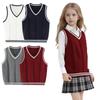 3-14 Years Spring/Autumn Kids Knit Vest School Uniform Sweater 100% Cotton Thermal Undervest for Boys & Girls Layering Essential
