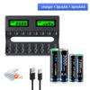8slot LCD Smart 1.5V Li-ion Battery Charger+1.5V AA AAA Li-ion Rechargeable Battery