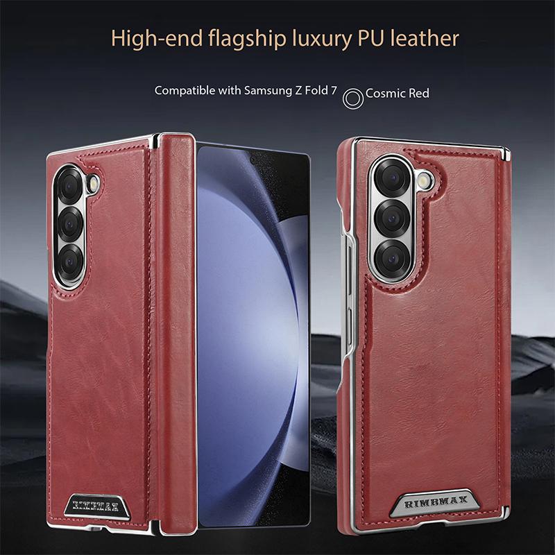 Роскошный деловой магнитный кожаный чехол для телефона Samsung Galaxy Z Fold 7 6 5 Защита центральной оси Ударопрочный Чехол для Magsafe