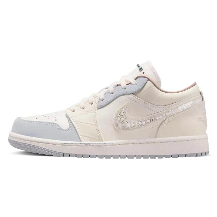 Jordan Air Jordan 1 Cushioning Low top Vintage Basketball Shoes Women's Ecru IH7323-100(Team366-)