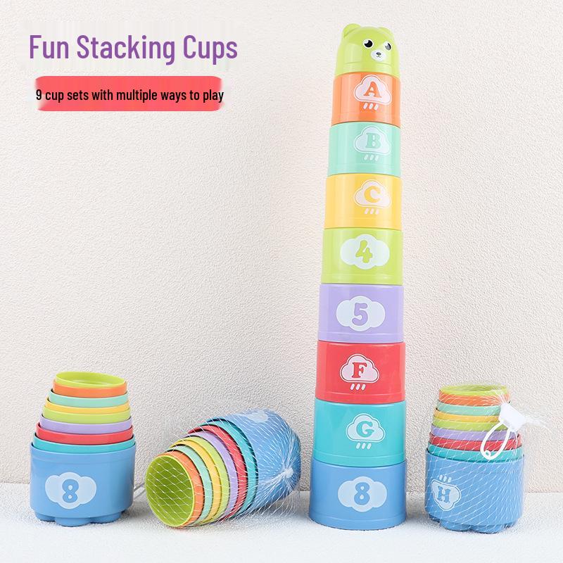 Rainbow Tower Stacking Cups: Educational Toys for Infants & Toddlers