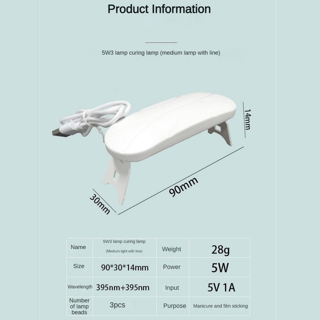 Мини-машина для сушки ногтей Микро УФ-светодиодная лампа Портативная USB-машина для отверждения геля для ногтей Складной лак для ногтей Быстросохнущее освещение 2 скорости